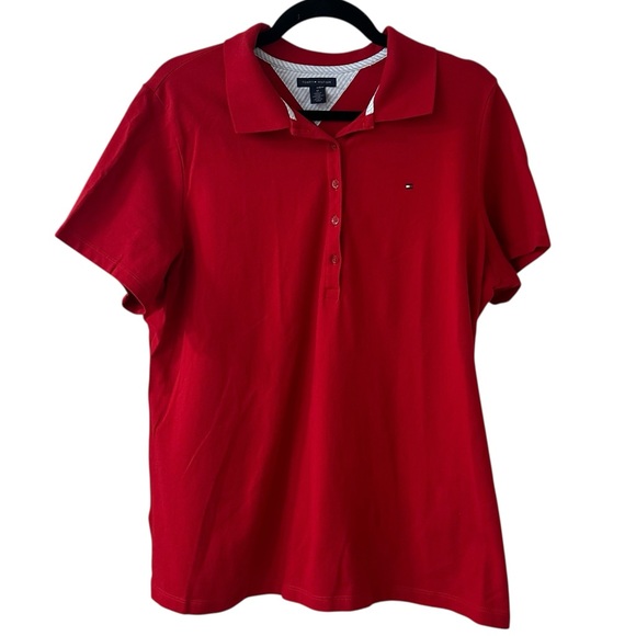 Women’s Tommy Hilfiger Red Polo Button Shirt, Size 1X - Picture 1 of 6